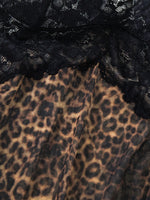 Lace-Trimmed Leopard Print Sleepwear Set Elegant Beauty Gift for Wife Sexy Nightgown And Underwear Combo