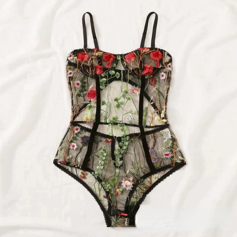 Toucheart Sexy Lingerie Embroidery Underwear Hollow Lace One-piece Suspender Nightgown Transparent Porn Sexy Female Lingerie New