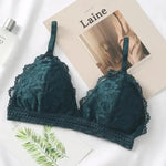 Women Lace Bralette Wirefree Sexy Lingerie Female Solid Color Brassiere Wireless Underwear V-Neck Push Up Bras For Women