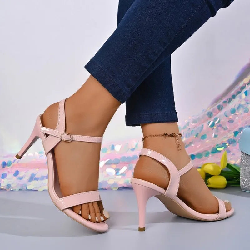 Women's Sandals 2026 Summer High Heels Fashion Open Toe Sandals Buckle Party Shoes Sexy Thin Heels Wedding Shoes