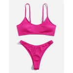 Ribbed High Leg Cut Bikini Female Swimsuit Women Swimwear Two-Pieces Bikini Set Brazilian Padded Bather Bathing Suit Swim V7126