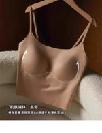 Women's Seamless Bras Top - MOYISU Invisible Chest Pad Camisole Anti-Peep Undershirt with Versatile Strap & Flattering Back Cut