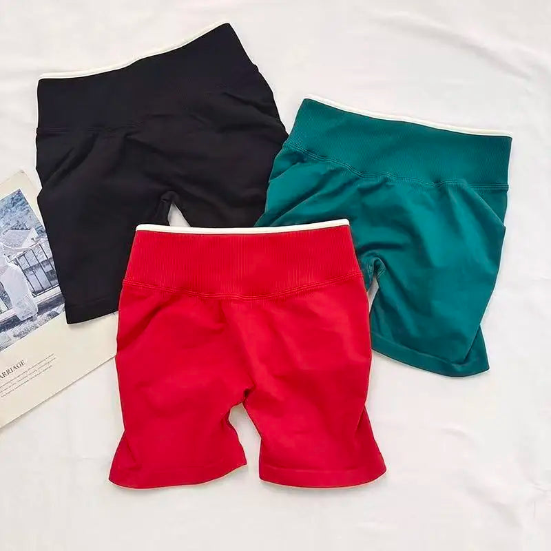 Women's High-Waisted Seamless Yoga Sports Shorts Hip-Lifting Knitted Peach Pants Summer Training Fitness Wear