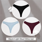 3Pcs/Set Women Cotton G-String Panties Female Low Rise Thongs Ladies Sexy Bikini 7 Solid Color Girl Soft M-XL Intimates Lingerie