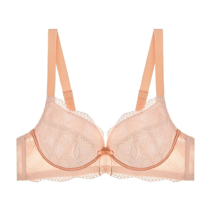 Large Size Bra Ultra-thin French Lace Sexy Anti Bulge Point Big Chest Appears Small SWD9007