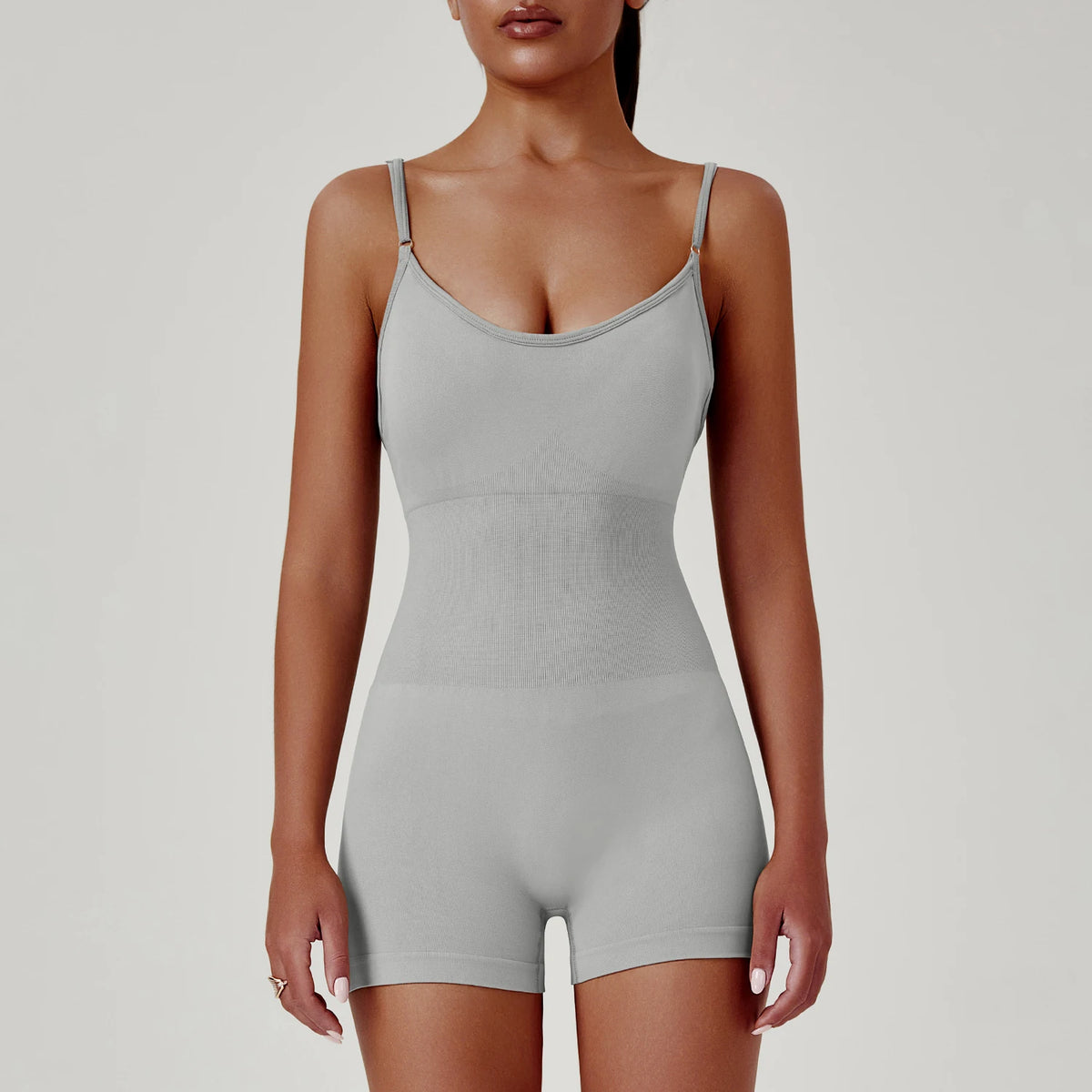 Solid Color Cross Back One Piece Yoga Shorts - Comfortable Cropped Yoga Jumpsuit for Women