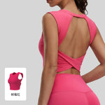 STOUREG Women's Sleeveless Twist Knot Yoga Top with Removable Bra Pads Hollow Out Breathable Sports Fitness Vest