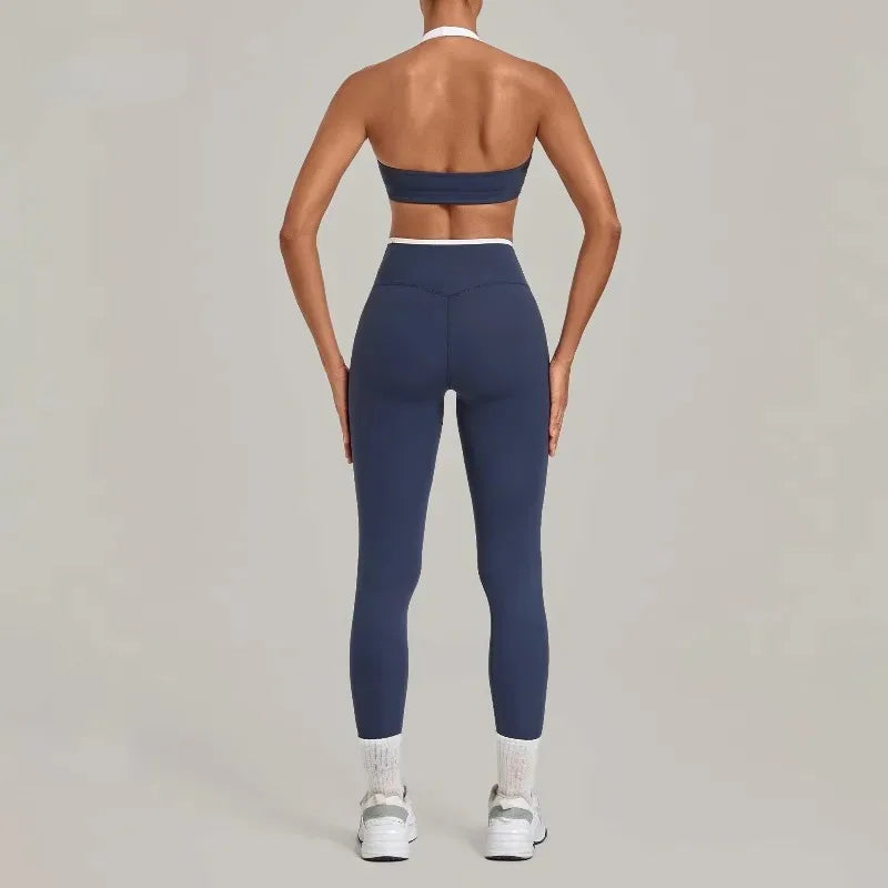 Women's Seamless Yoga Sets Sports Fitness Sleeveless Vest Hip-lifting Slim Fit Pants Suits Workout Gym Training Running Sets