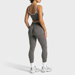 2Pcs Women Leopard Print Yoga Outfit Adjustable Strap Camisole Top High Waist Stretch Leggings Sports Pilates Workout Suit