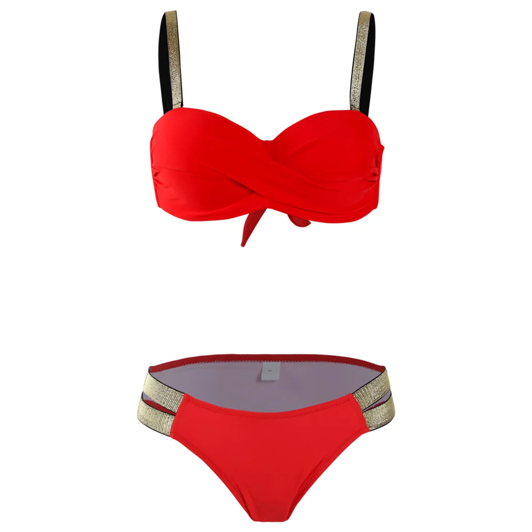 New S - XL Bra Bikini Push Up Swimsuit Female Swimwear Women Two-Pieces Bikini Set With Cup Bather Bathing Suit Swim Lady V2310