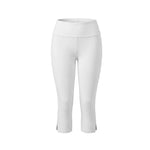 Women’s Solid Color Capri Pants Fold Over Elastic Waist Split Hem Bodycon Cropped Pants Summer Daily Casual Joggings Leggings