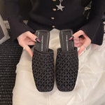 2026 Summer New Style Hollow Out Square Toe Low Heels Women Sandals Solid Color Outdoor Slippers Fashion Casual Sexy Beach Shoes