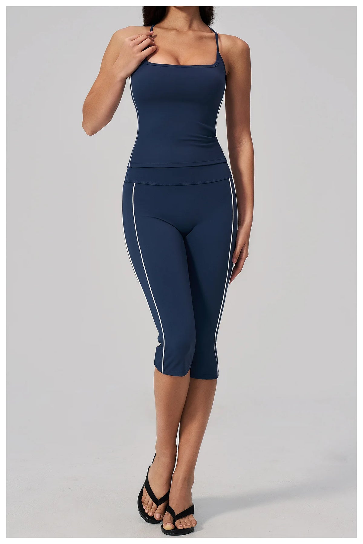 Women's 2 Piece Yoga Set Summer Brushed Color-Block Slim Sports Tank Top High Waist Pants Gym Running Fitness Suits Tracksuit