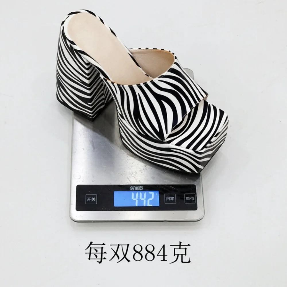 2026 Thick High Heels Sandals for Women's Fashion Open Toe Platform Slippers Women Slip-on Shoes Plus Size