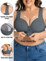 Women's Bra Plus Size Wireless Front Closure Seamless U-Back Fixed Cup Breathable Lingerie