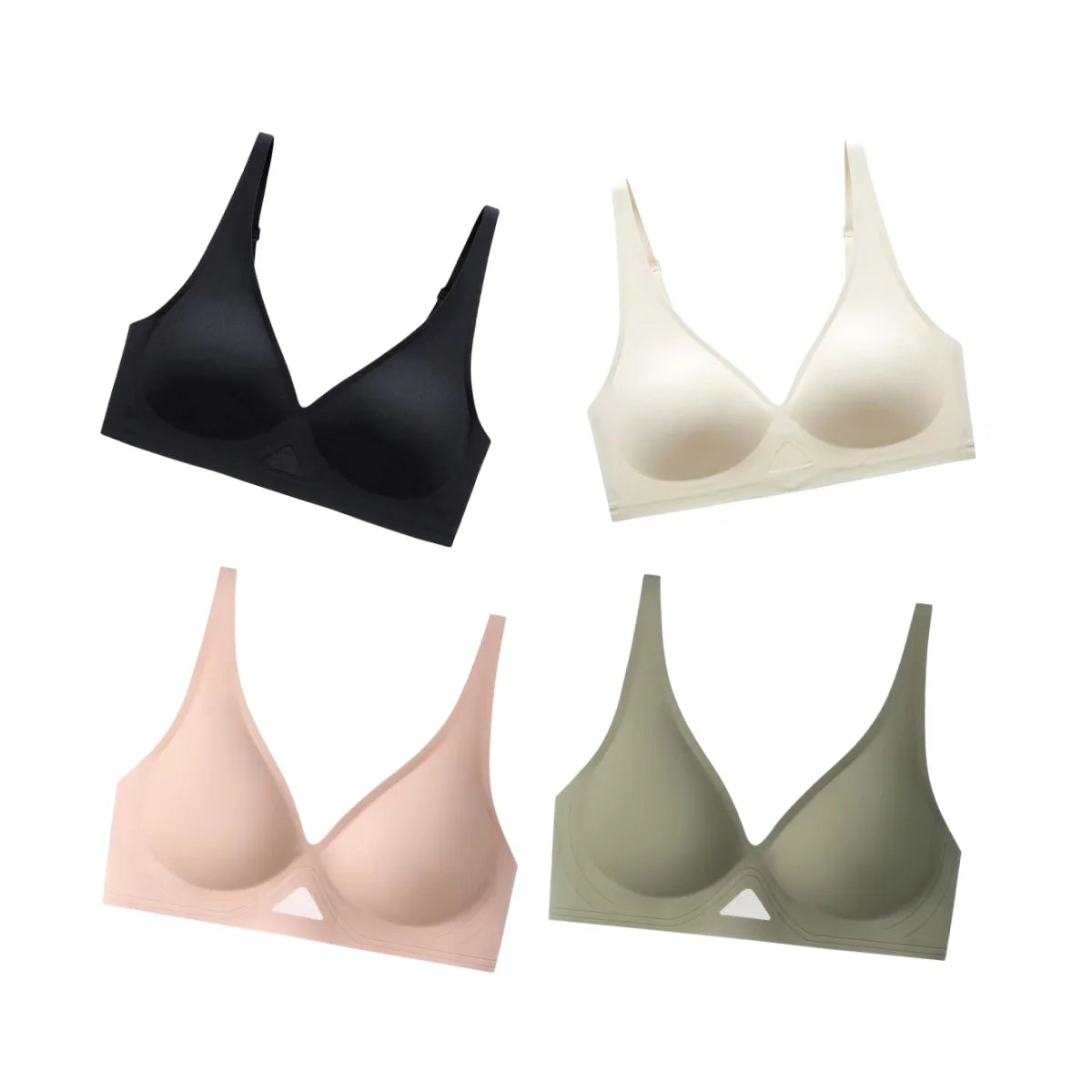 4Pcs/Set Seamless Bras For Women Non-wire Bra Push Up Deep V Underwear Female Invisible Padded Brasiere Sexy Lingerie