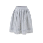 Spring French Style Fresh Slimming Blue Striped Lace Trimmed High Waist A-Line Short Skirt Half Skirt For Woman Casual HMJ9