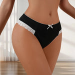 1pcs Sexy Lace Bow Lady Briefs Floral Patchwork Panties Breathable Female Underpants Elegant Lingerie Women Panties Underwear