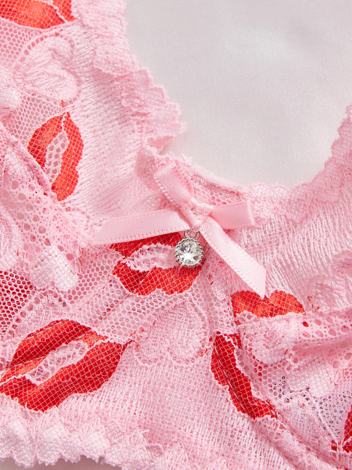 3Pcs/Set Sexy Lip Print Women's Underwear Set Hollow-out Lace Unlined Bra Underwire Push Up Bra Sexy Lingerie Set XS-XL