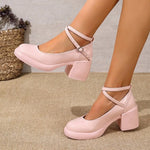 Fashion Ankle Strap Mary Janes Women 2026 PU Heel Pumps WomanParty High Heels Shoes Female