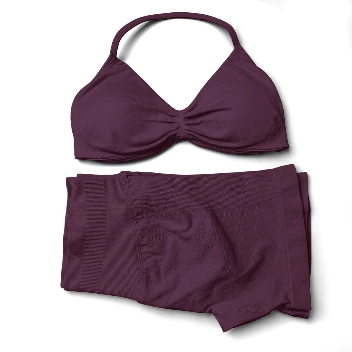 2 Pieces Gym Set Women Workout Clothes Scrunch Shorts Set Halter Sports Bra Fitness Top Woman Sportswear Yoga Set Outfits