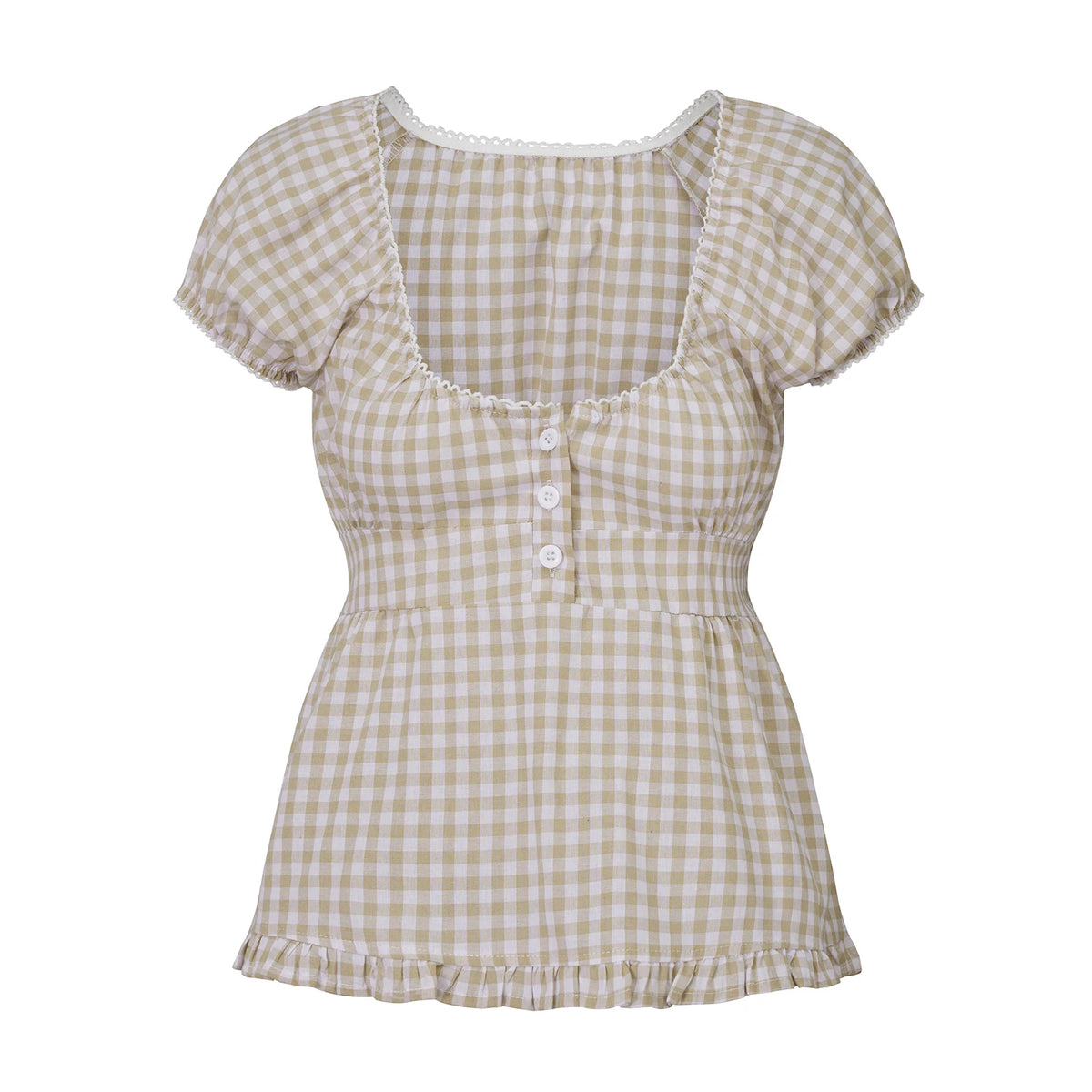 Summer Women Short Sleeve T-shirt Solid Color Low-necked Pleated Hem Casual Tops Y2K Retro Shirts
