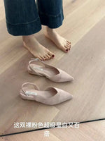 Concise Pointed Toe Square Low Heels Women Sandals Elegant Slingbacks Banquet Party Mule Shoes 2026 New