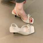 Summer Butterfly-knot Floral Women Sandals FashionLadies Outdoor Square Toe Dress Sandalias