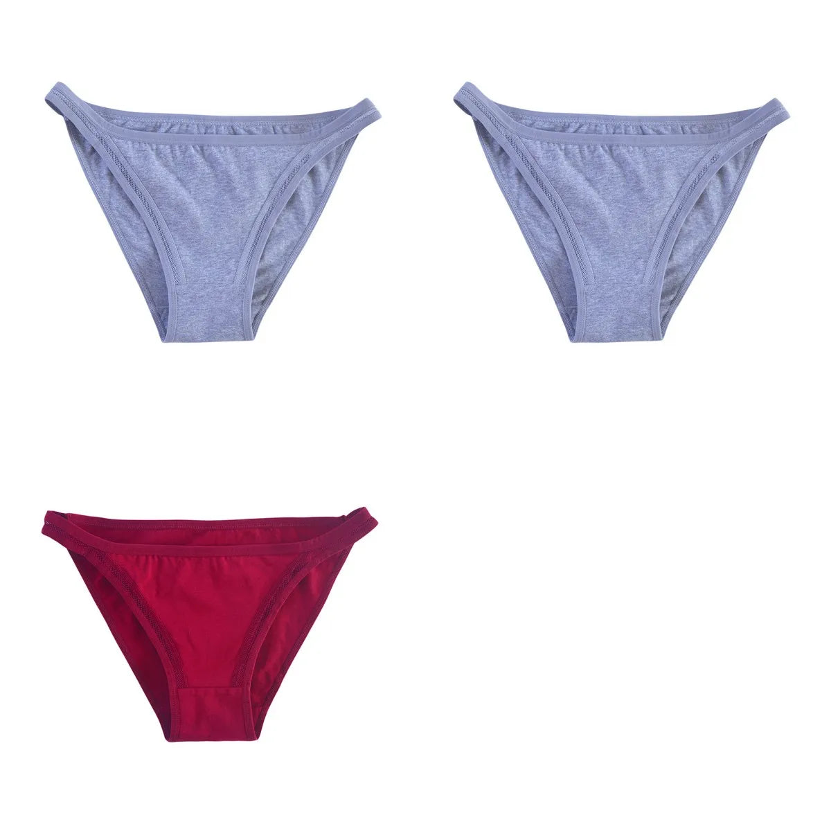 3Pcs/Set Women's Cotton Low-Rise Briefs with Mesh Side Panels Brazilian Panties Sexy Lingerie Comfy Breathable Underwear M-XL