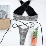 Snake Skin Mini Micro Thong Bikini Women Swimwear Female Swimsuit Two Pieces Bikini Set Halter Wrap Around Bathing Suit Swim