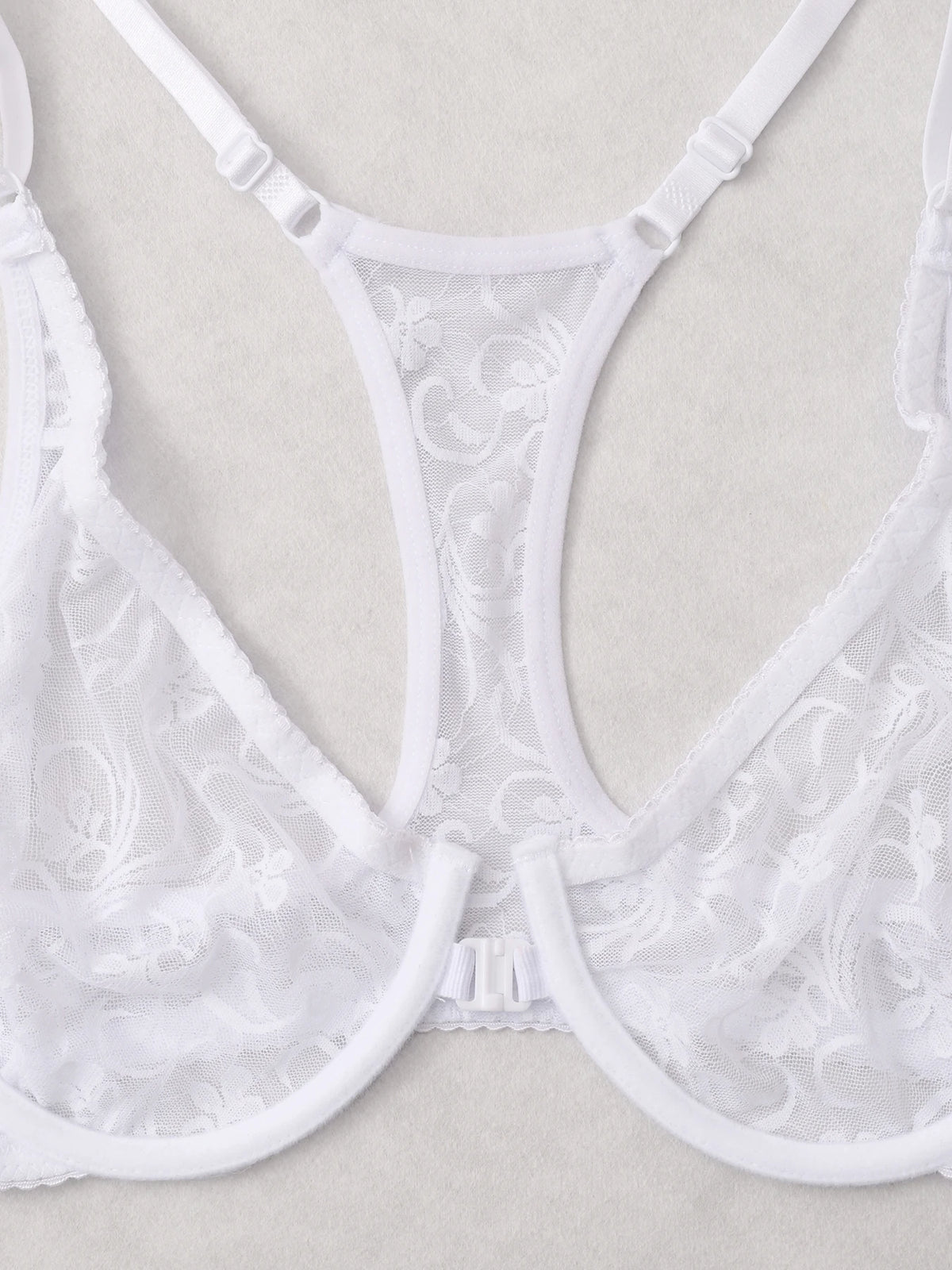 3-Piece Plus Size Lingerie With Lace Front Buttons For Women BrassiereAdjustable Underwear Comfort And Breathability Bra
