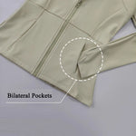 Women's Long-Sleeved Fleece Jacket Slimming Warm Coat for Yoga Pilates Fitness Running - Autumn Winter Sports Outerwear
