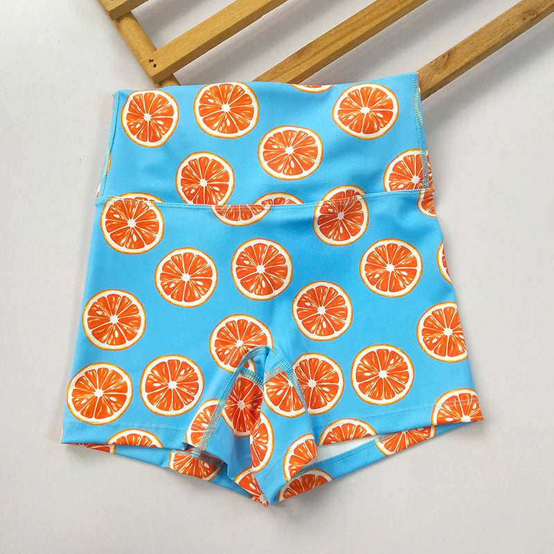 Women Dopamine Printed Quick Dry Yoga Shorts High Stretch Fitness Training Sports Shorts