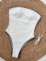 S - XXLSplicing Wrinkled Bandeau One Piece Swimsuit Women Swimwear Female Slim Monokini High Cut Bathing Suit Swim Beachwear