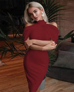 2024 New Solid Color Slim Midi Dresses Women Halter Neck Off Shoulder Package Hip Bodycon Elegant Temperament Ladies Party Dress