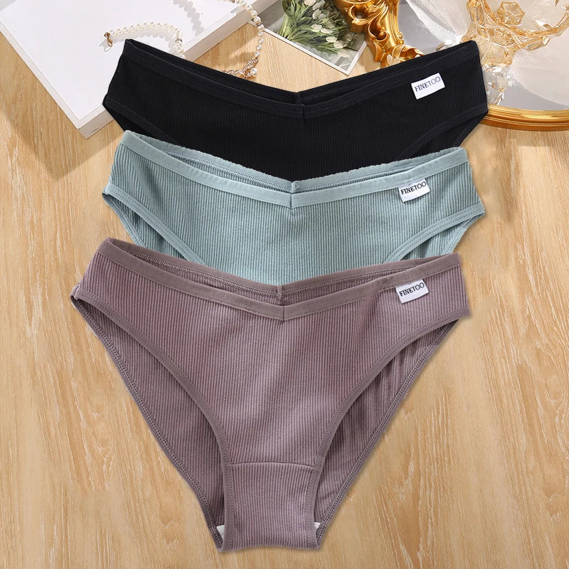 3Pcs/set Cotton Panties Women M-4XL Low Waist Underwear Plus Size Briefs Ladies Comfortable Underpants Female Panties Lingerie