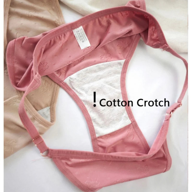 3Pcs/Set Ice Silk Panties Women Low Rise Briefs Brazilian Panties Solid Color Underwear Female Underpants Sexy Lingerie S-XL