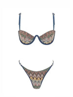 2026 Blue Print Micro Bikini Women Sexy Swimsuit Push Up Swimwear Bandeau Biquini Female Micro Bikinis Bathing Suit Beachwear
