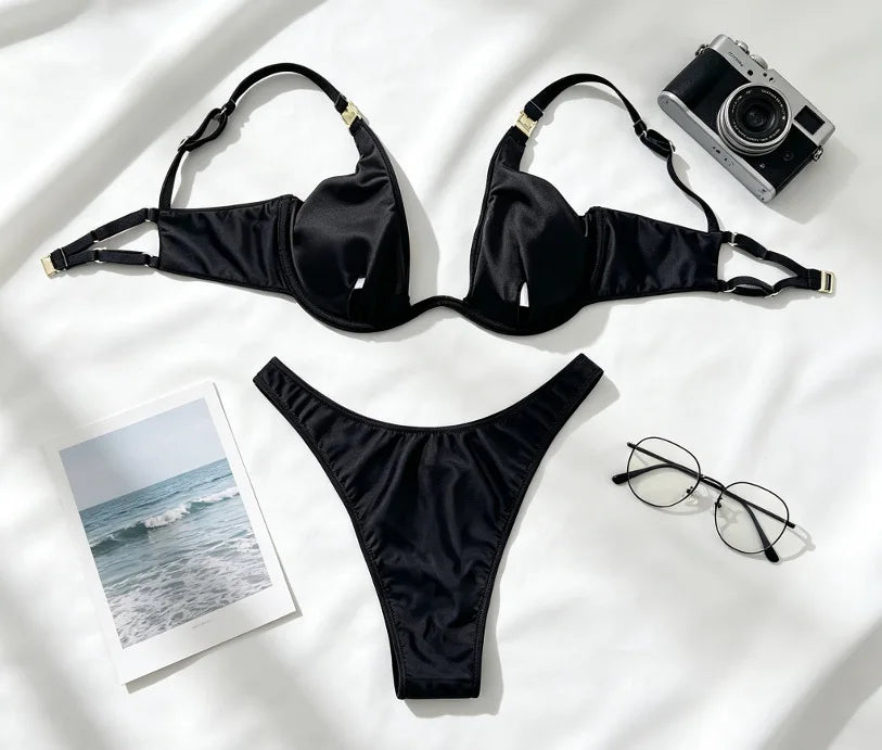 Push Up Bikini Micro Bikinis Set 2026 Womens Swimsuit Sexy Female Thong Swimwear Bathing Suit Solid Thong Biquini Swimming Suits