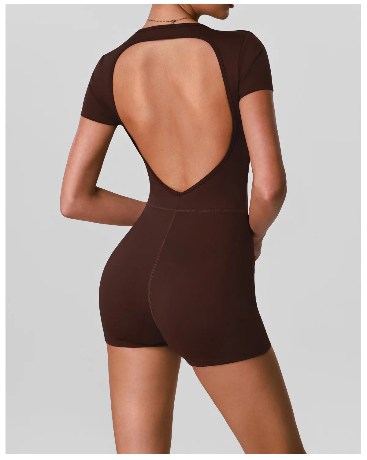 Butt Lifting One Piece Body Shaping Yoga Jumpsuit Women Short Sleeve Hollow Out Backless Bodycon Shorts Sports Suit Workout Wear