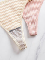 10Pcs Ribbed Women's Panties Everyday Basic Solid Thongs Comfortable Knit Women's Underwear