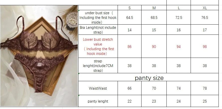 Ladies' Basic Style Thin Lace Bra And Panty Set Seamless Single Layer Eyelet Underwear Comfortable Intimate Apparel