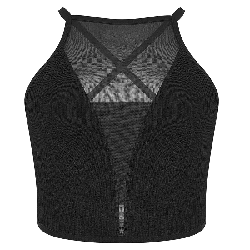 New Sexy Mesh Camisole Crop Top Corset Ribbed Backless Underwear Hot Fashion Women Casual BrassiereTank Top Bralette Lingerie