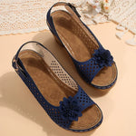 Fashion Flowers High Heels Sandals Women Back Strap Hollow Out Summer Sandles Woman 2025 Plus Size Thick Heeled Sandalias Mujer