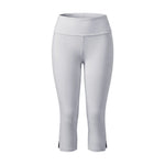Women’s Solid Color Capri Pants Fold Over Elastic Waist Split Hem Bodycon Cropped Pants Summer Daily Casual Joggings Leggings