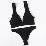 Women Seamless Bra And Panties Set Push Up Bras High Leg Cut Thongs Sport Wireless Brassiere Sexy Lingerie Ribbed Underwear
