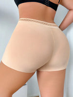High Traceless Panties Lace Waistband Stay Flat Anti Rolling Soft Stretch Underwear Breathable Nude Briefs CX001