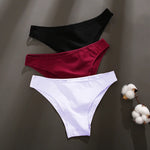 3Pcs Women's Cotton Seamless Briefs Intimates Women Sexy Panties Solid Color Breathable Underwear Female Low Waist Soft Lingerie