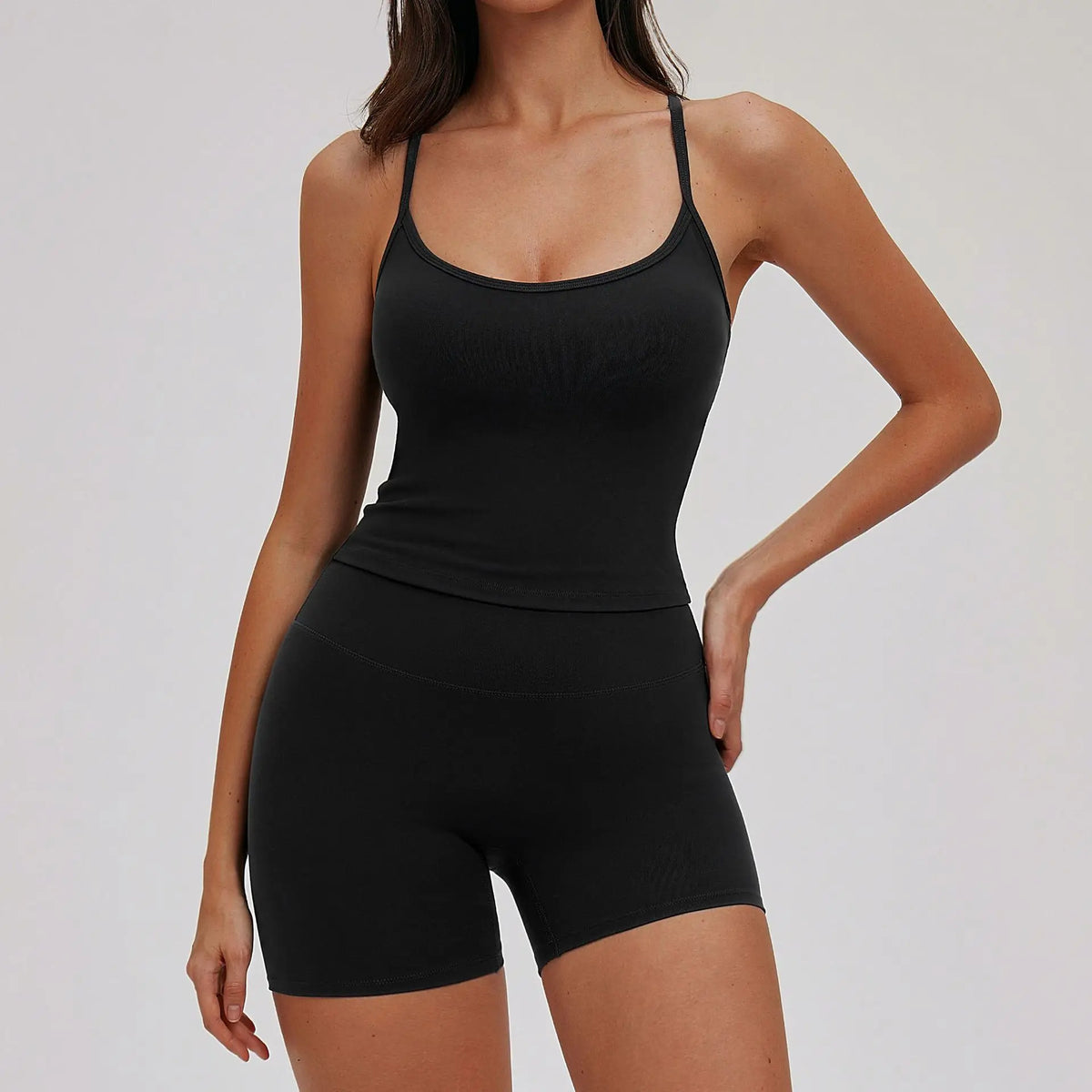 Yoga Short Sets Women Shockproof Slim Back Cross Sports Vest High Waist Leggings Fitness Suit Outdoor Gym Running Set Tracksuit