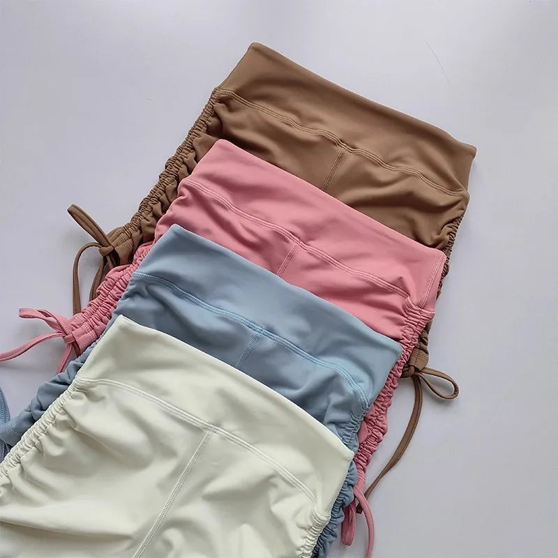 High-Waisted Women's Yoga Fitness Shorts Sexy Drawstring Tied Three-Part Sports Hot Pants for Fitness And Exercise